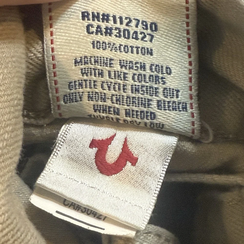 Vintage True Religion Jeans Mens 36x31** Big Stitch Flap Pocket USA Beige Y2K